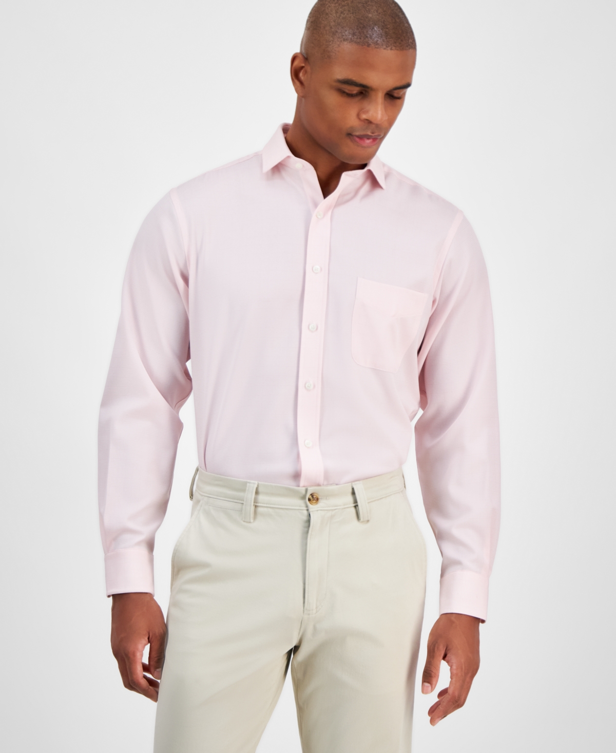 Men's Glover Check Dress Shirt, Created for Macy's - Lt Blue/white