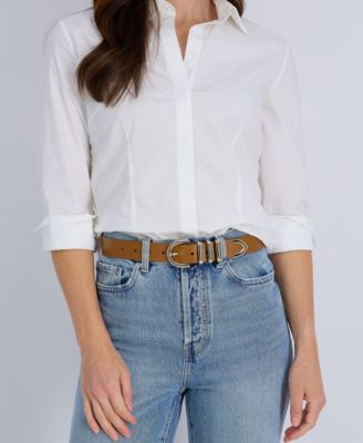 Women's Modern Triple Keeper Beveled Edge Leather Belt