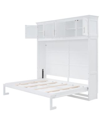 Streamdale Full Size Murphy Bed Wall Bed with Top Cabinets, Gray