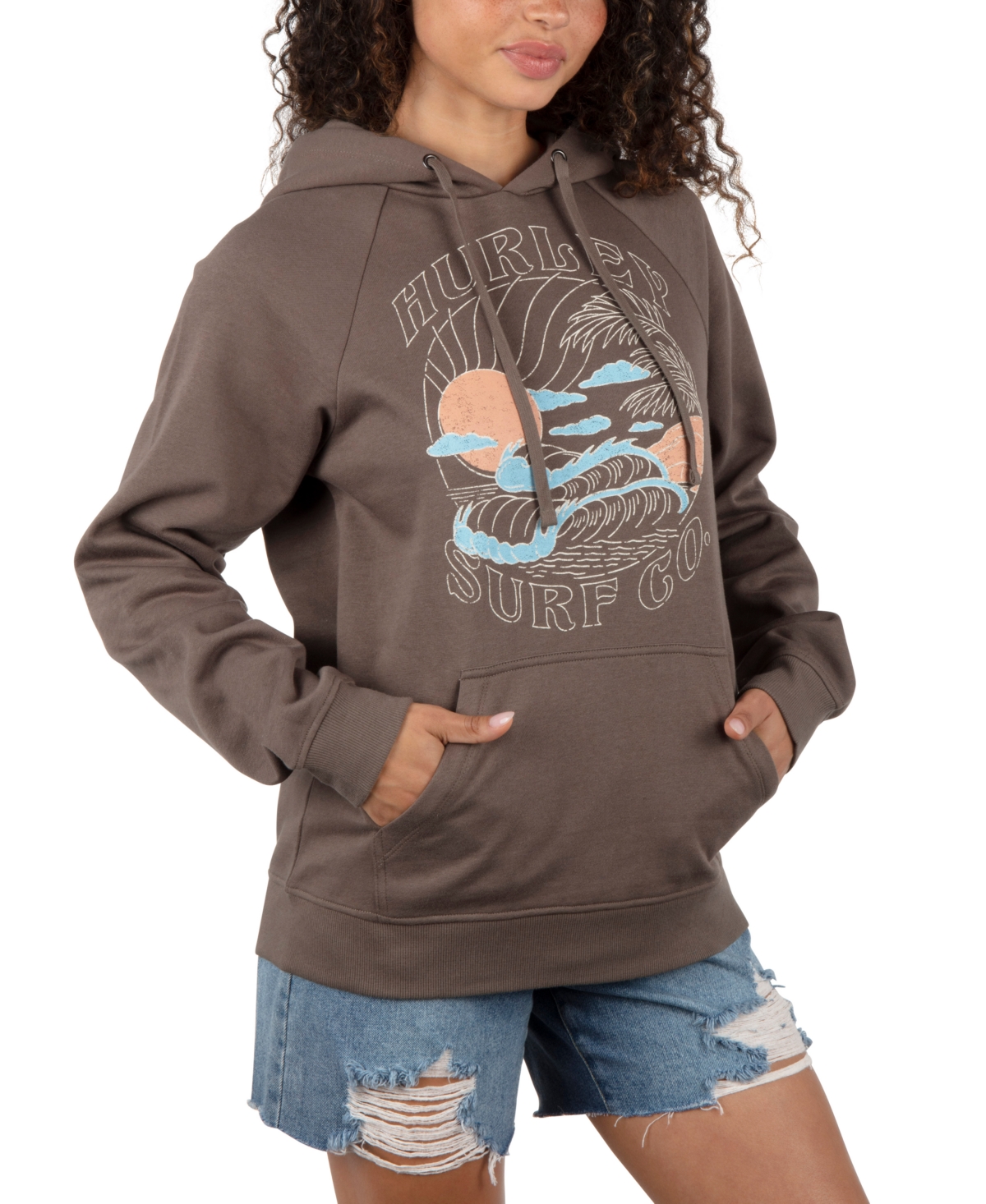 HURLEY JUNIORS' GRAPHIC LONG-SLEEVE HOODIE 