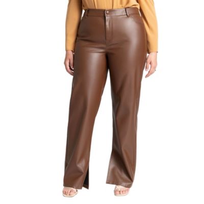 Women's Slit Hem Faux Leather Pant