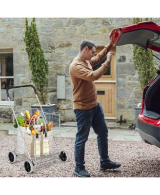 Portable Folding Shopping Cart Utility for Grocery Laundry