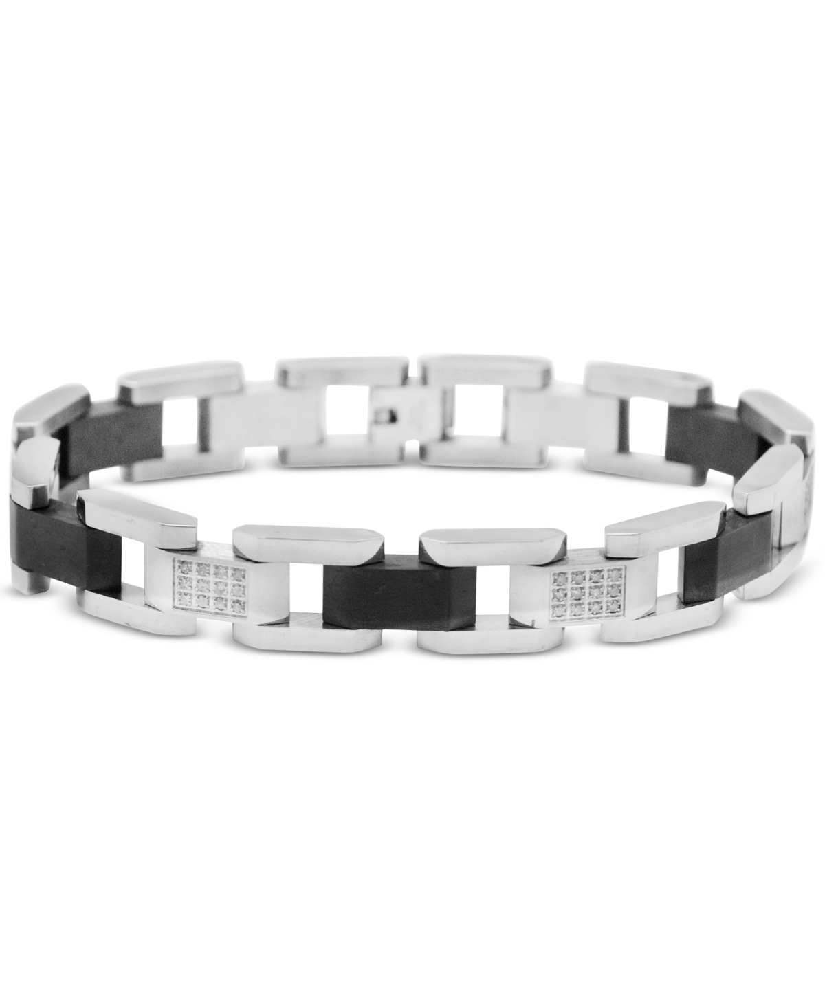 Men's Diamond Bracelet (1/2 ct. t.w.) in Stainless Steel, Created for Macy's - Black