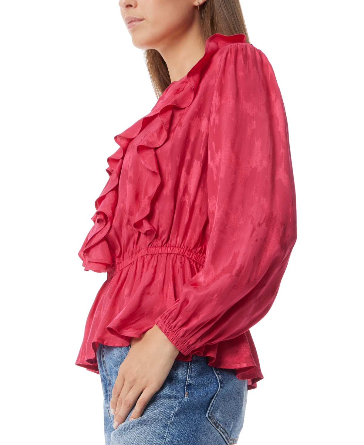 Shop Sam Edelman Women's Kamila Ruffled Peplum-hem Top In Cerise