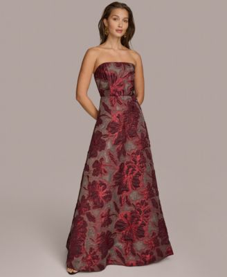 【Donna Karan New York】Strapless A-Line Dress Donna Karan New York Women's Jacquard Strapless A-Line Dress