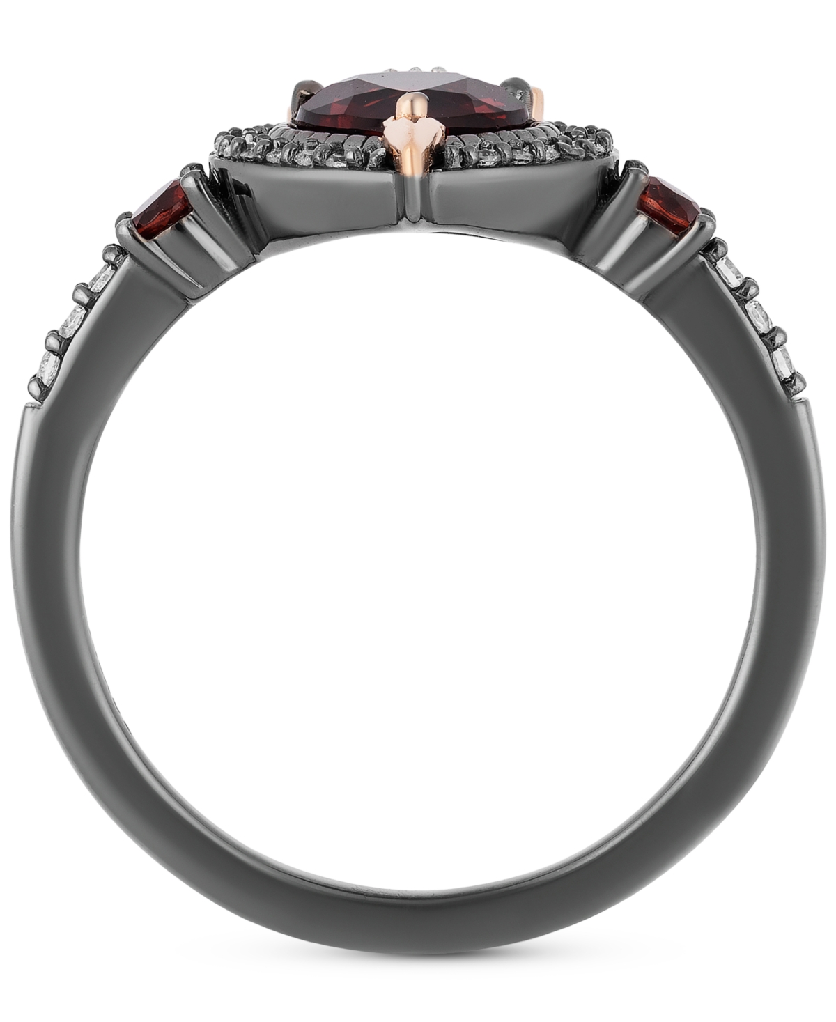 Disney Enchanted Vault Garnet (3/4 ct. t.w.) & Diamond (1/6 ct. t.w.) Evil Queen Ring in Black Rhodium-Plated Sterling Silver and 14k Rose Gold - Blac