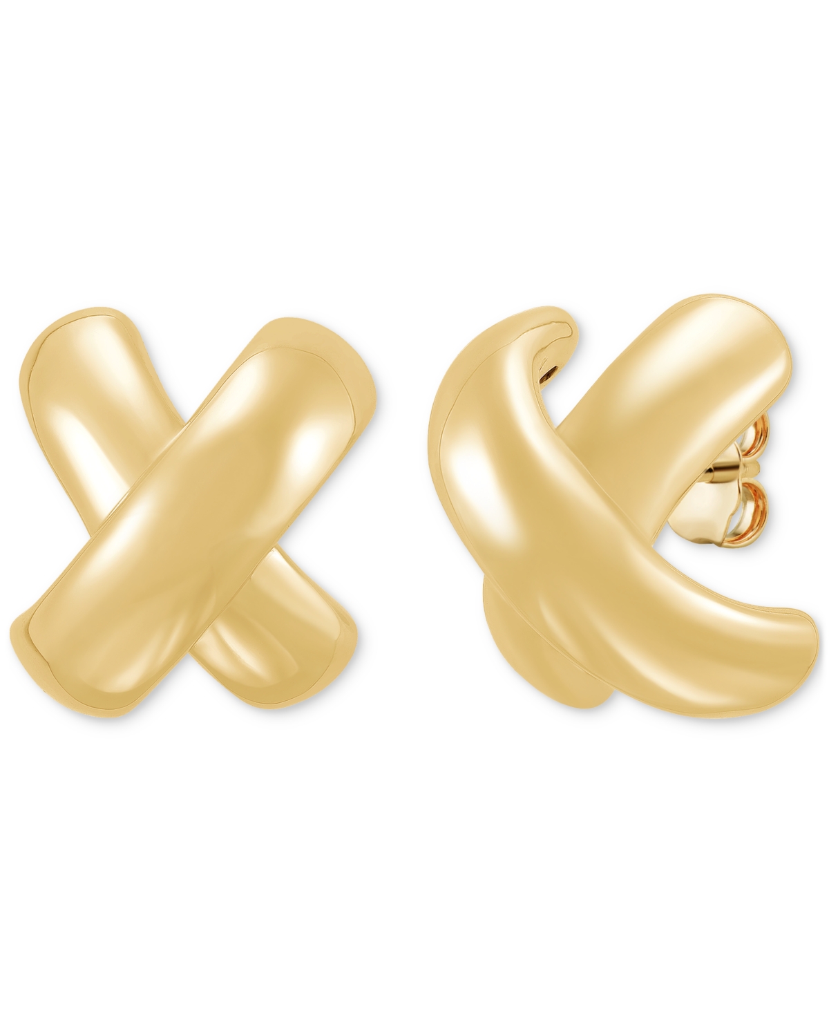 Macy's Polished Large Bold X Stud Earrings In 14k Gold-plated Sterling Silver In Gold Over Silver