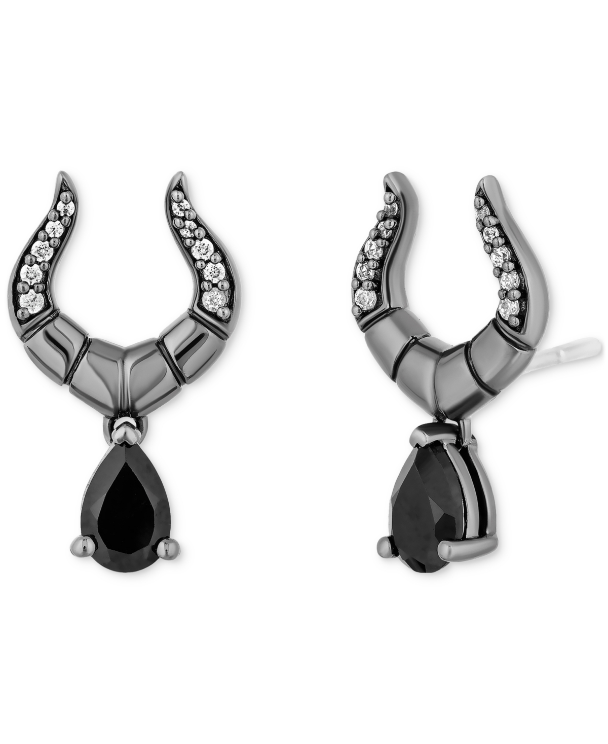 Disney Enchanted Vault Onyx and Diamond (1/10 ct. t.w.) Maleficent Earrings in Black Rhodium-Plated Sterling Silver - Black Rhodium-Plated Sterling Si