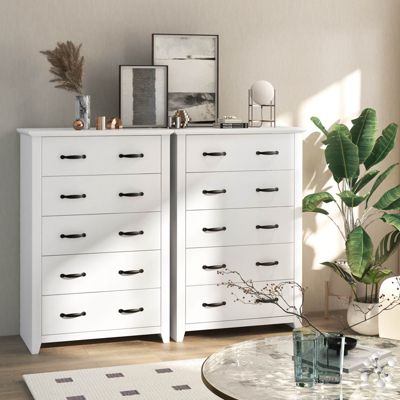 5 Drawer Chest Storage Dresser Tall Cabinet Organizer Bedroom Hallway
