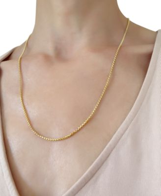 22" Round Box Link Chain Necklace (1-1/2mm) in 14k Gold