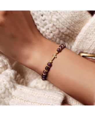 Leap of Intuition - Amethyst Cross Charm Bracelet