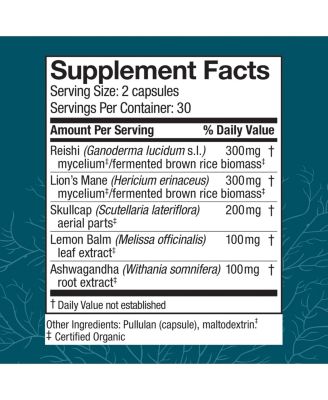 MycoBotanicals Stress Decompress Capsules - Mushroom Supplement with Lemon Balm & Ashwagandha Root - Relaxation Capsules with Reishi, Lion's Man & Skullcap - 60 Capsules (30 Servings)