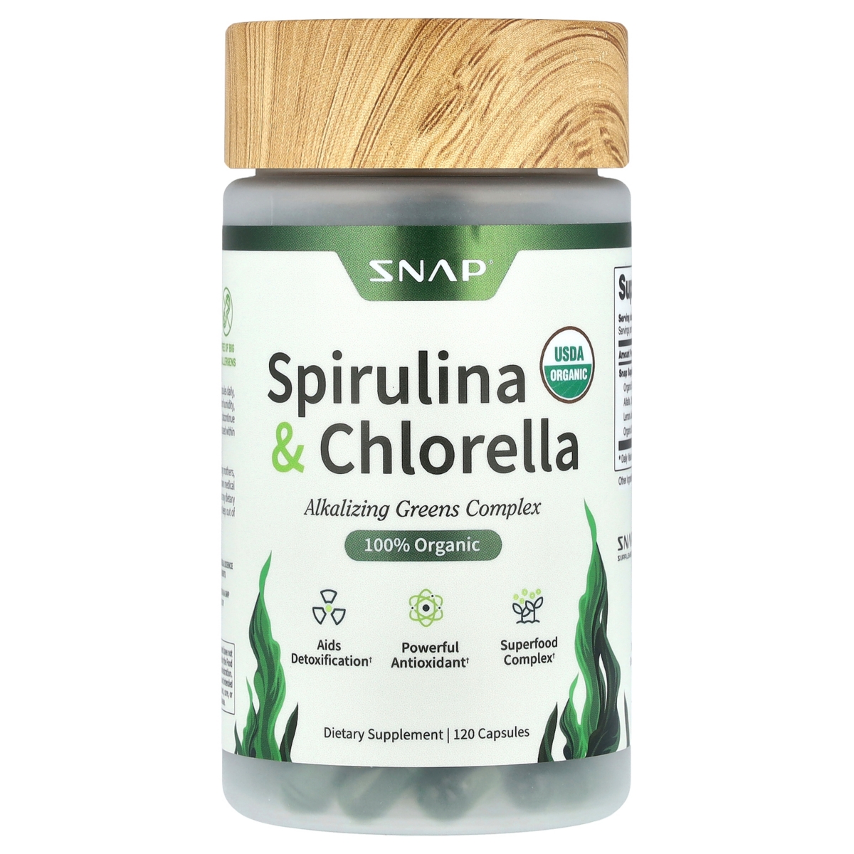 Snap Supplements Organic Spirulina & Chlorella - Capsules
