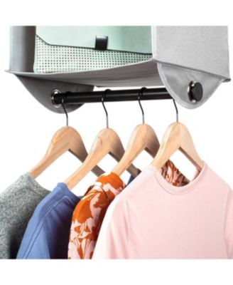 Hanging Closet Organizer with 3 Shelves and Black Metal Rod