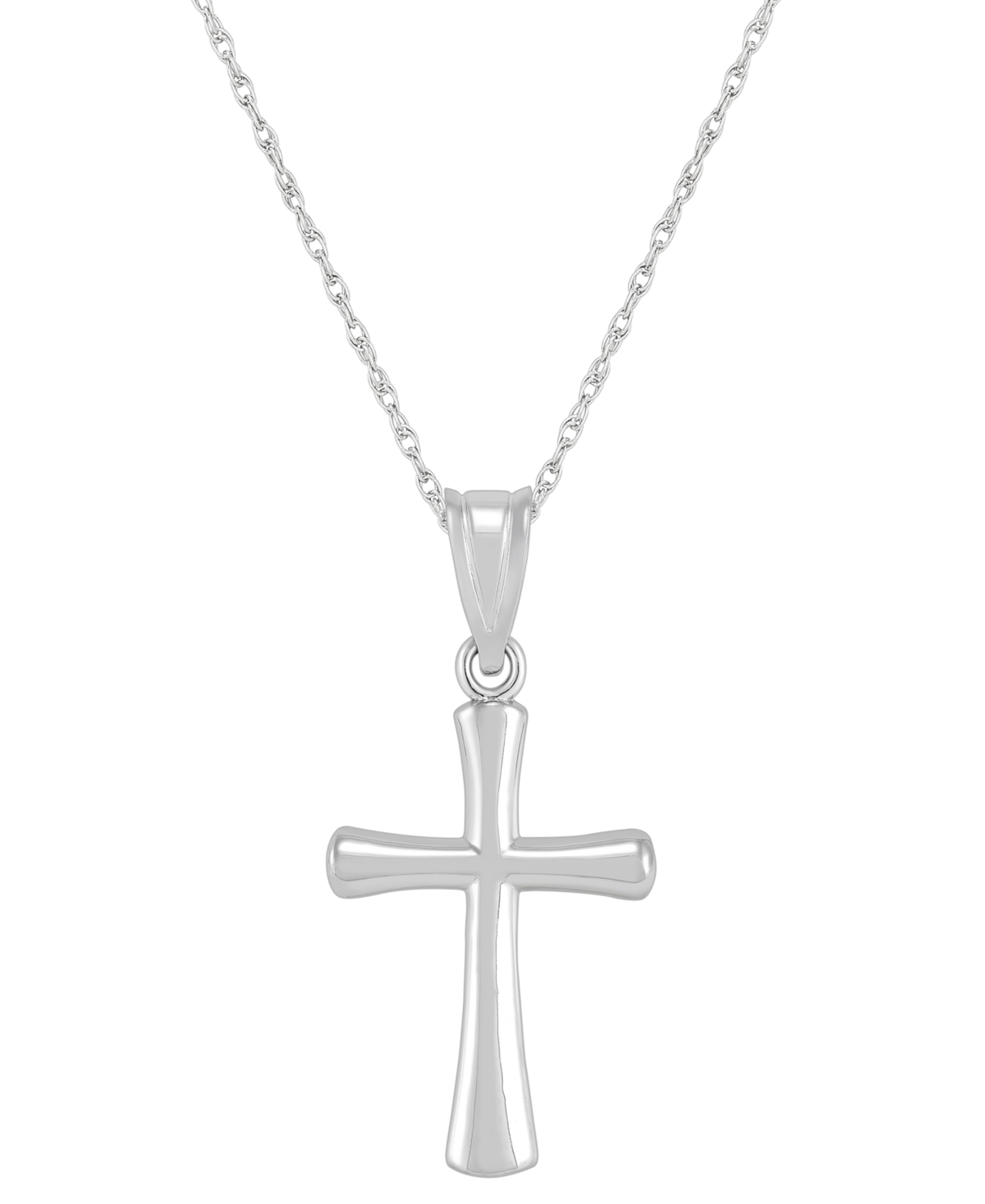 Macy's Polished Cross Pendant 18" Necklace In 14k White Gold In White Gold