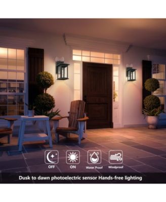 1-Light Not Motion Sensing Dusk to Dawn Outdoor Hardwired Wall Lantern Sconce with No Bulbs Included