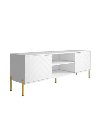 1 PC wooden Unique Herringbone Design Multifunctional TV Stand With LED Light