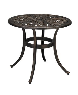 23.6-Inch Phoenix Round Garden Cast Aluminum Table - Bronze