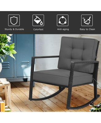 Patio Rattan Rocker Outdoor Glider Rocking Chair Cushion Lawn