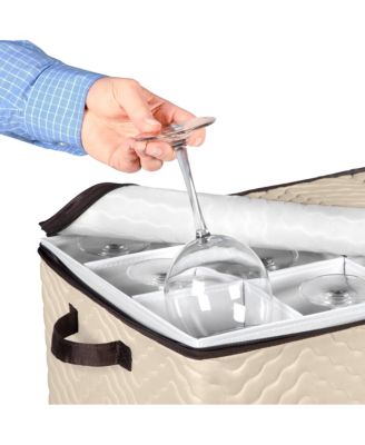 Wine Glass Storage Box with Dividers and 5&amp;quot;W cells - Holds 12 Wine Glasses up to 10&amp;quot; Tall