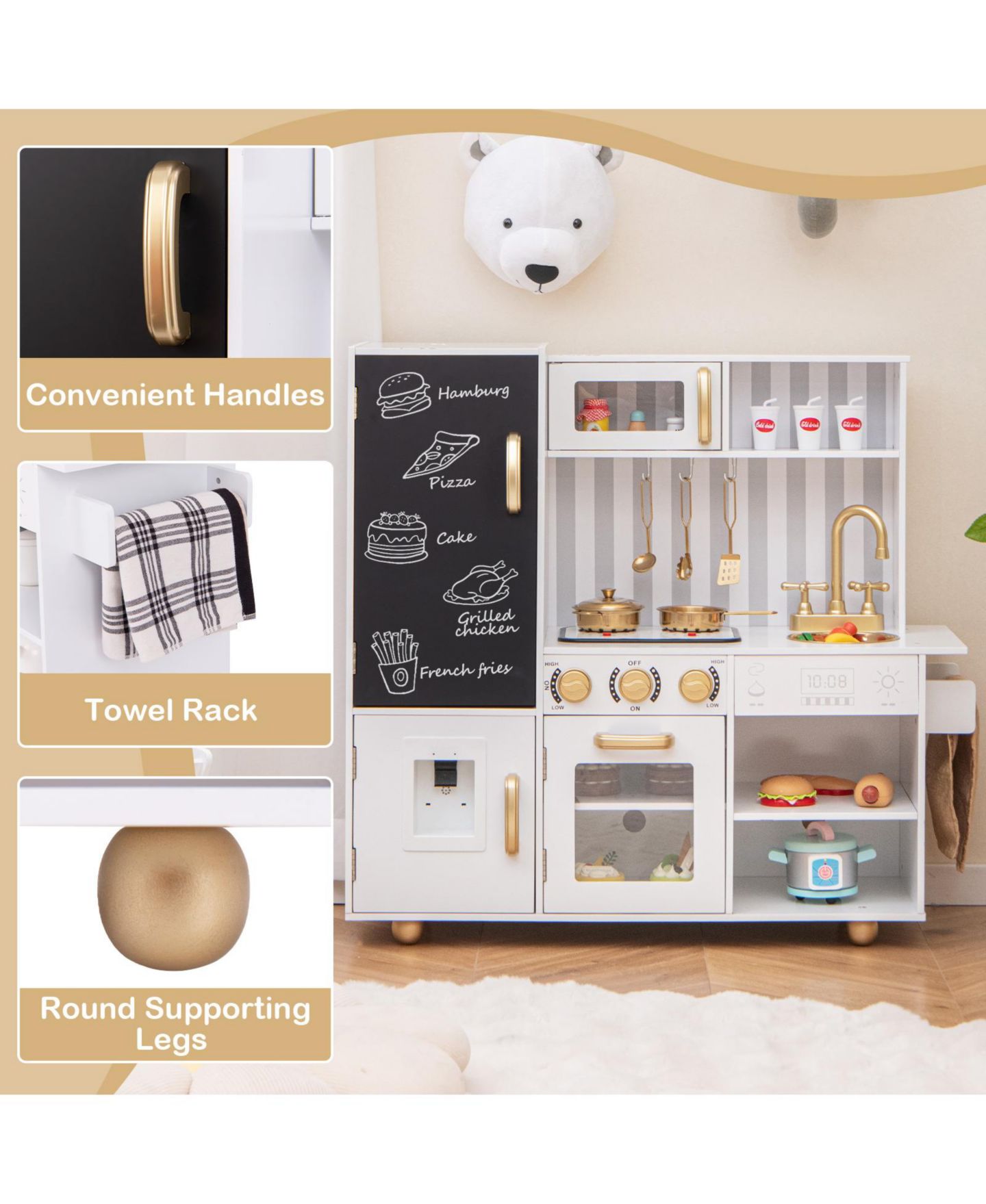 Детские игрушки HONGGE Real Sounds and Lights 7-Piece Play Kitchen, Ages 3-8 — фото 6