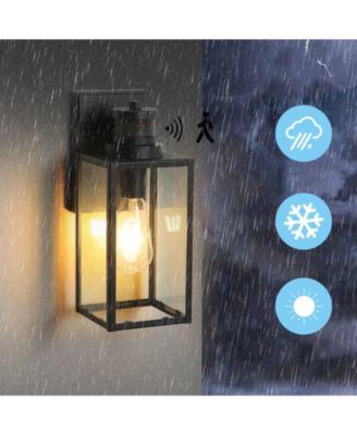 1-Light Matte Black Non-Motion Sensing Outdoor Hardwired Wall Sconce Light with Socket, Bulb Not Included