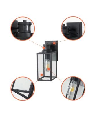 1-Light Matte Black Non-Motion Sensing Outdoor Hardwired Wall Sconce Light with Socket, Bulb Not Included