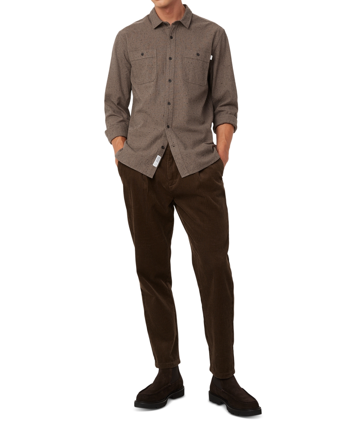 Men's Jamie Tapered-Fit Pleated Corduroy Pants - Dark Green
