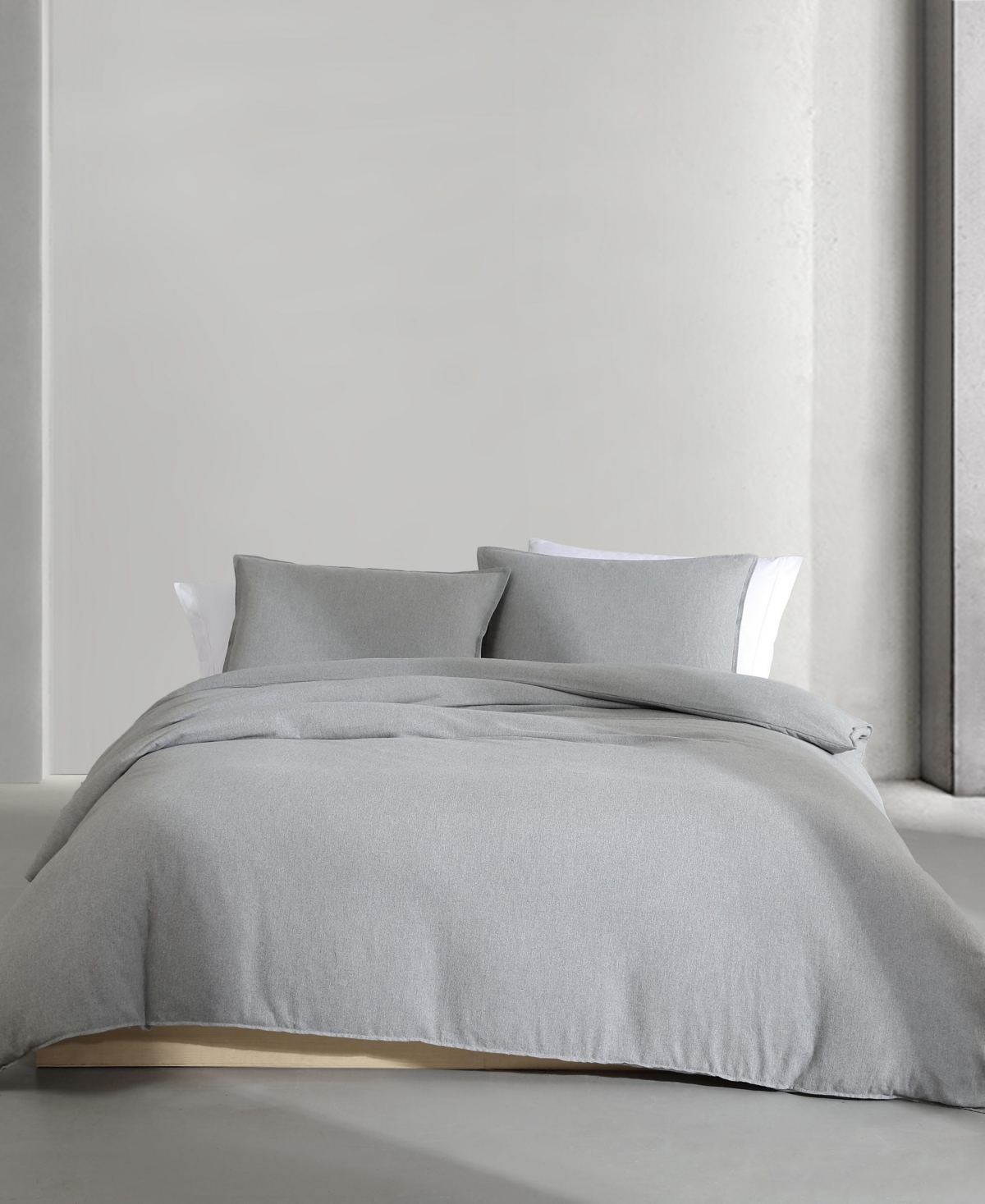 Shop Calvin Klein Melange Flannel 3-pc. Comforter Set, King In Silver Grey