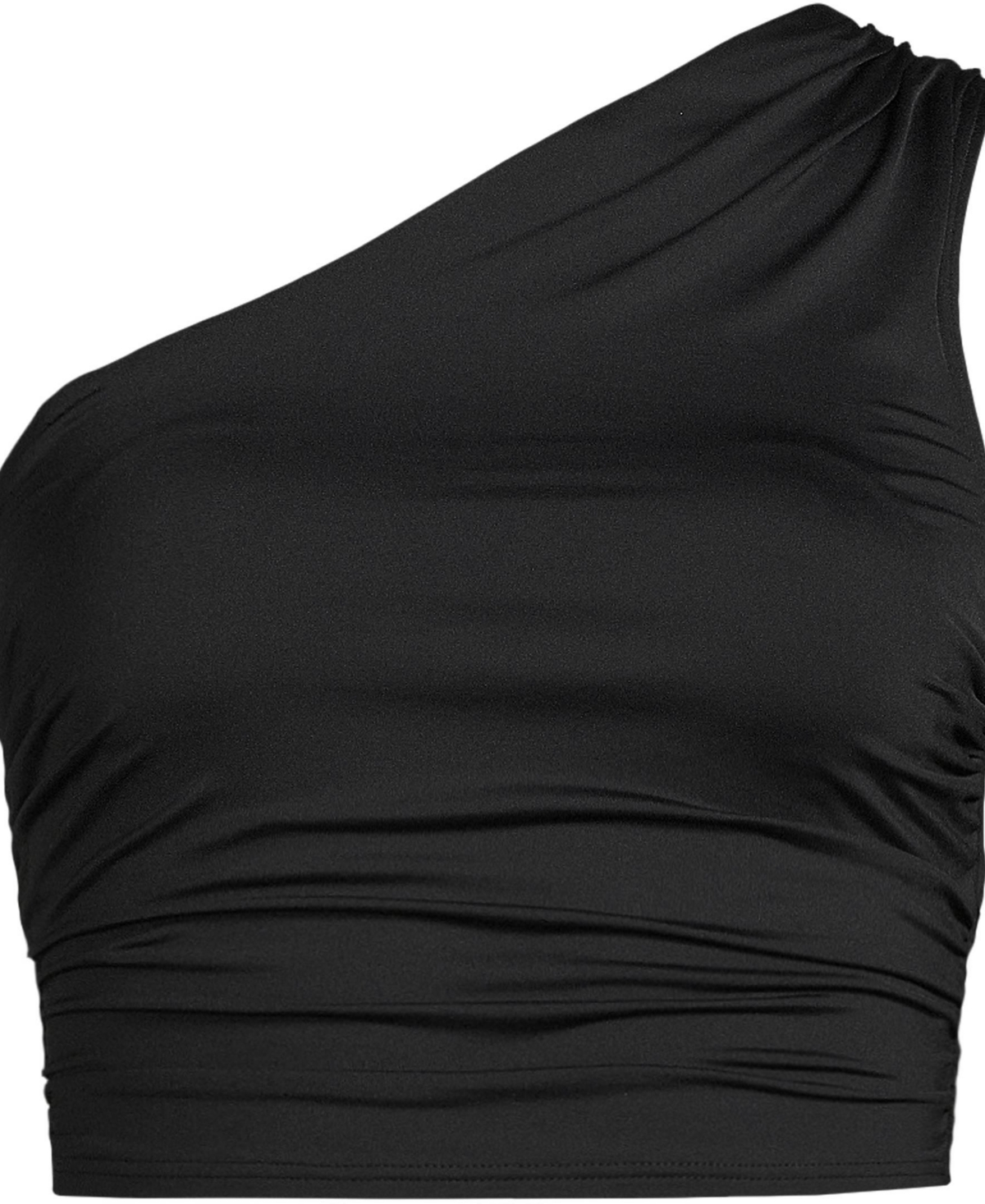 Lands' End Plus Size Ruched One Shoulder Midkini Swimsuit Top