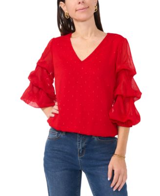 Sam & Jess - Women's Solid-Color Lantern-Sleeve Blouse