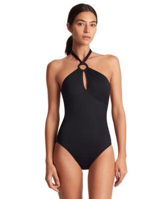 Women's Macrame-Ring High-Neck One-Piece Swimsuit