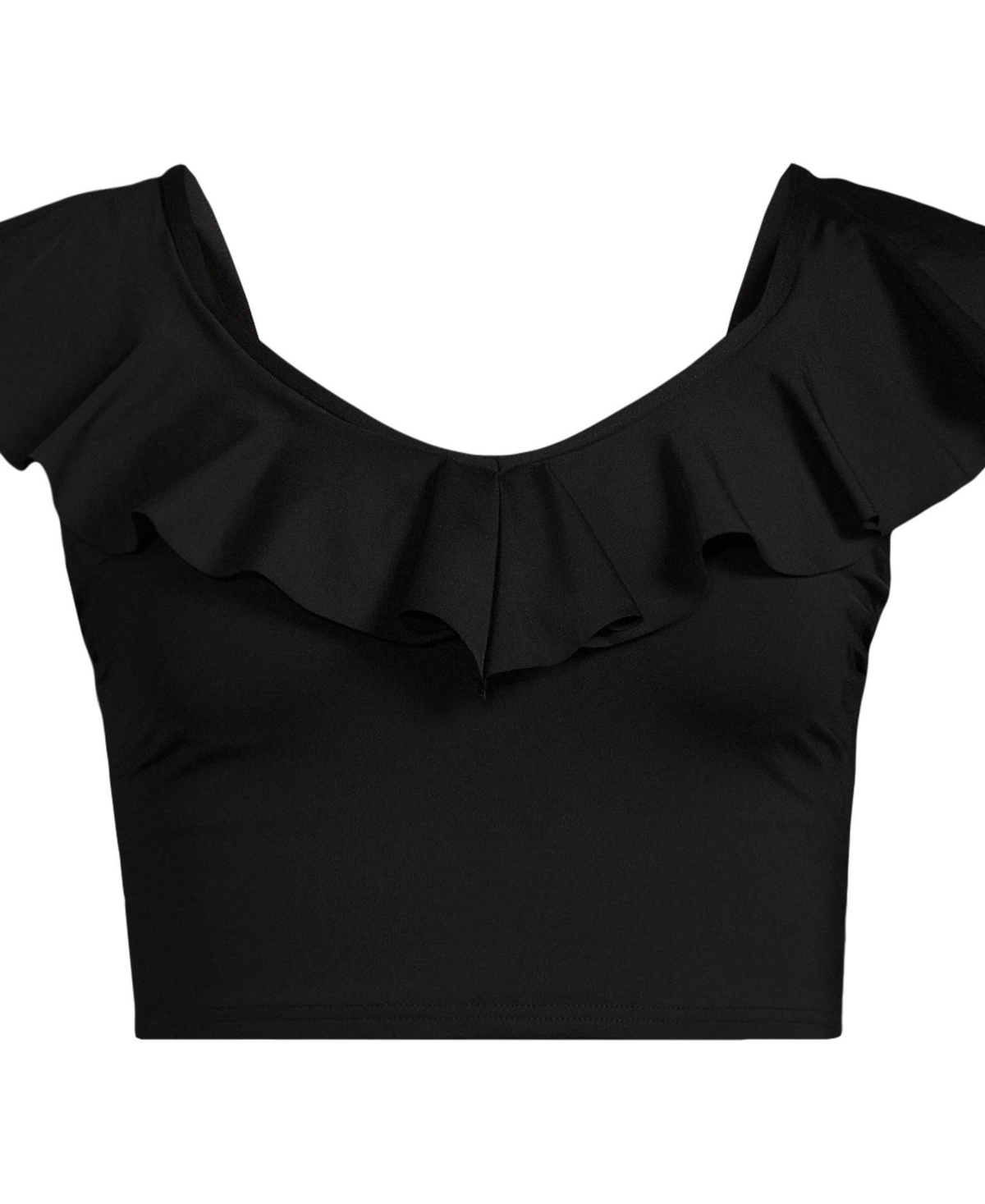 Lands' End Plus Size Ruffle V-neck Midkini Swimsuit Top