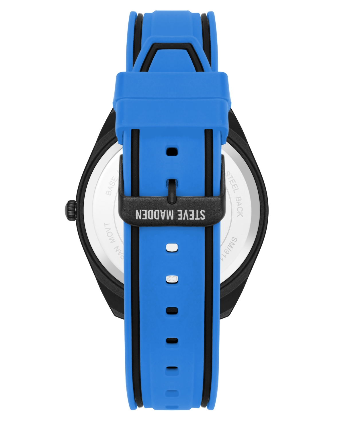 Steve Madden Men's Vivid Blue Silicone andAlloy Metal Watch, - Black/Blue