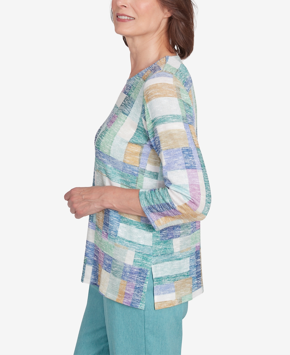 Alfred Dunner Women's Lake Victoria Lake Hues Colorblock Top