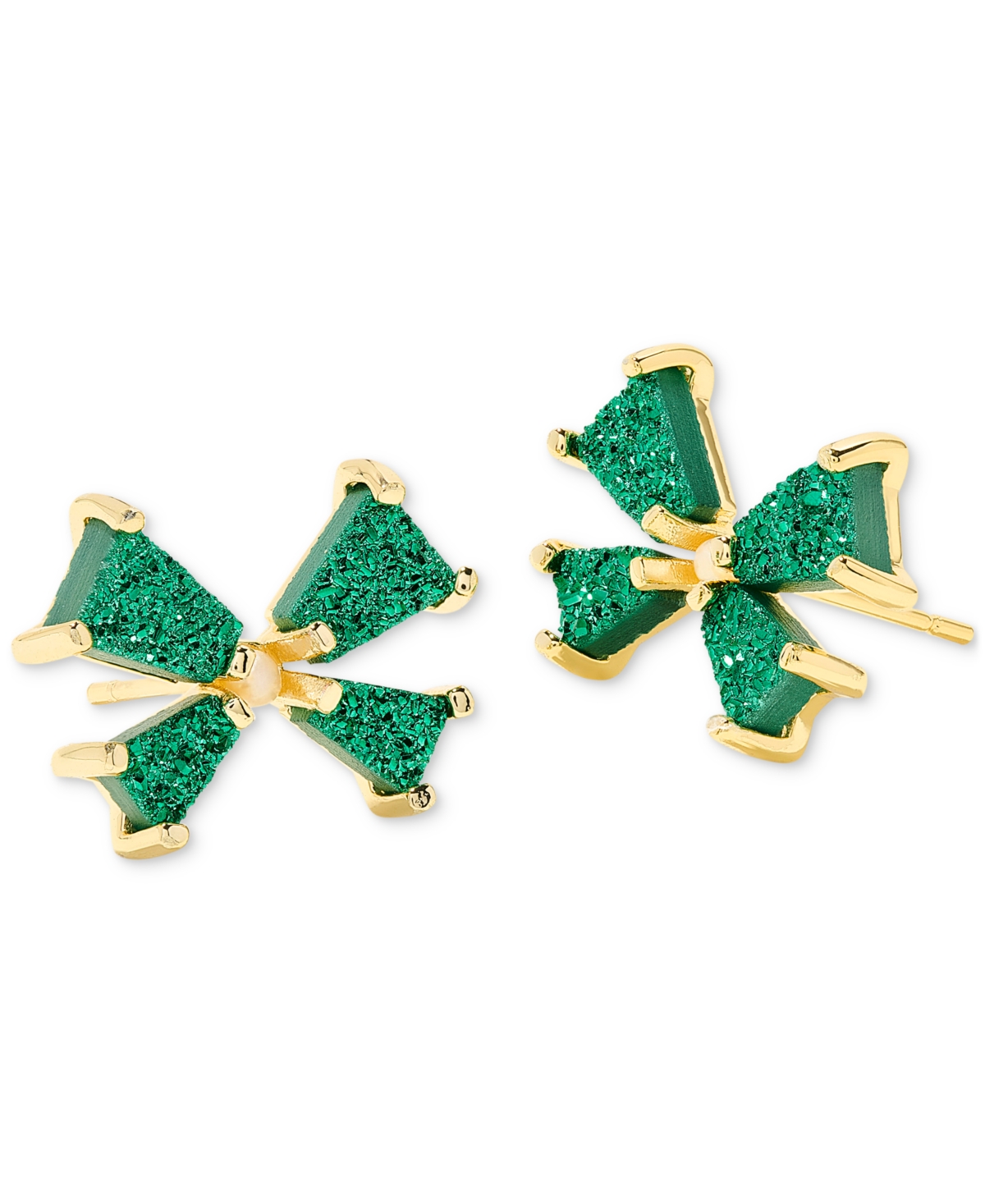 KENDRA SCOTT GOLD-TONE MIXED METAL DRUSY & CULTURED FRESHWATER PEARL (2MM) BOW STUD EARRINGS 