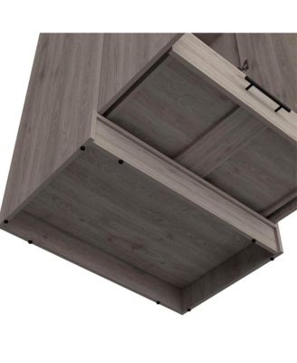 Darwin 180 Armoire, Double Door Cabinets, Metal Rod, Metal Handle, Two Shelves, One Drawer, Light Gray