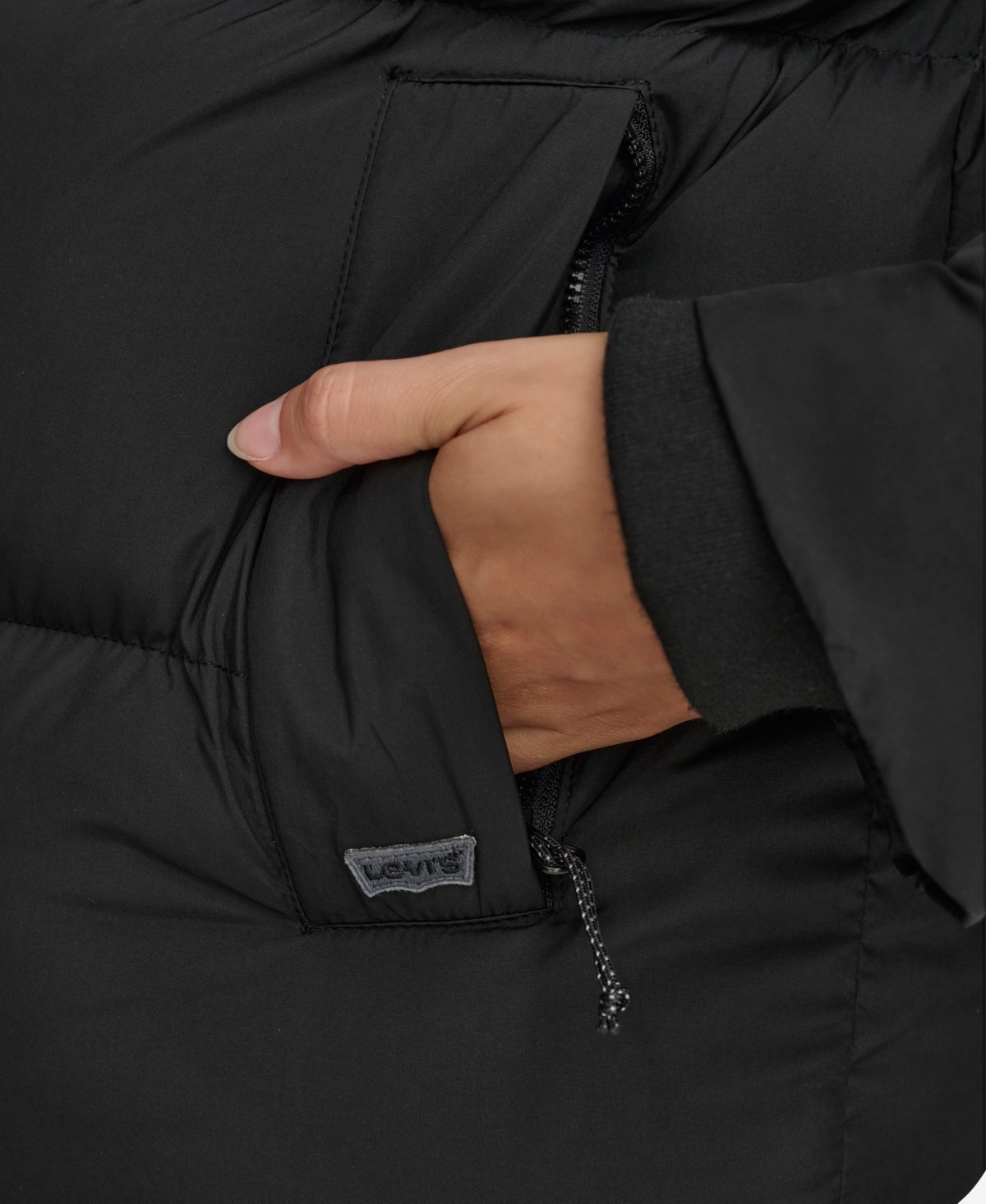 Levi's Women's Quilted Hooded Puffer Jacket In Black