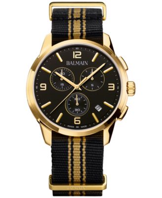 Balmain - Men's Swiss Chronograph Madrigal Black Striped NATO Strap Watch 42mm