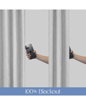 Linen Texture Blackout Grommet Curtains Pair(2 Panels), 52"×108"