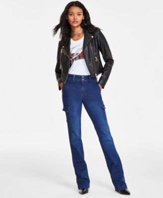 GUESS - Women's Cargo Mini Bootcut Jeans