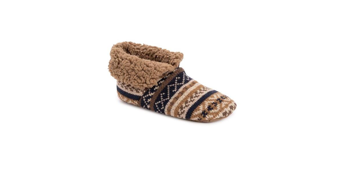 Men's Bootie Slipper - Tan/navy