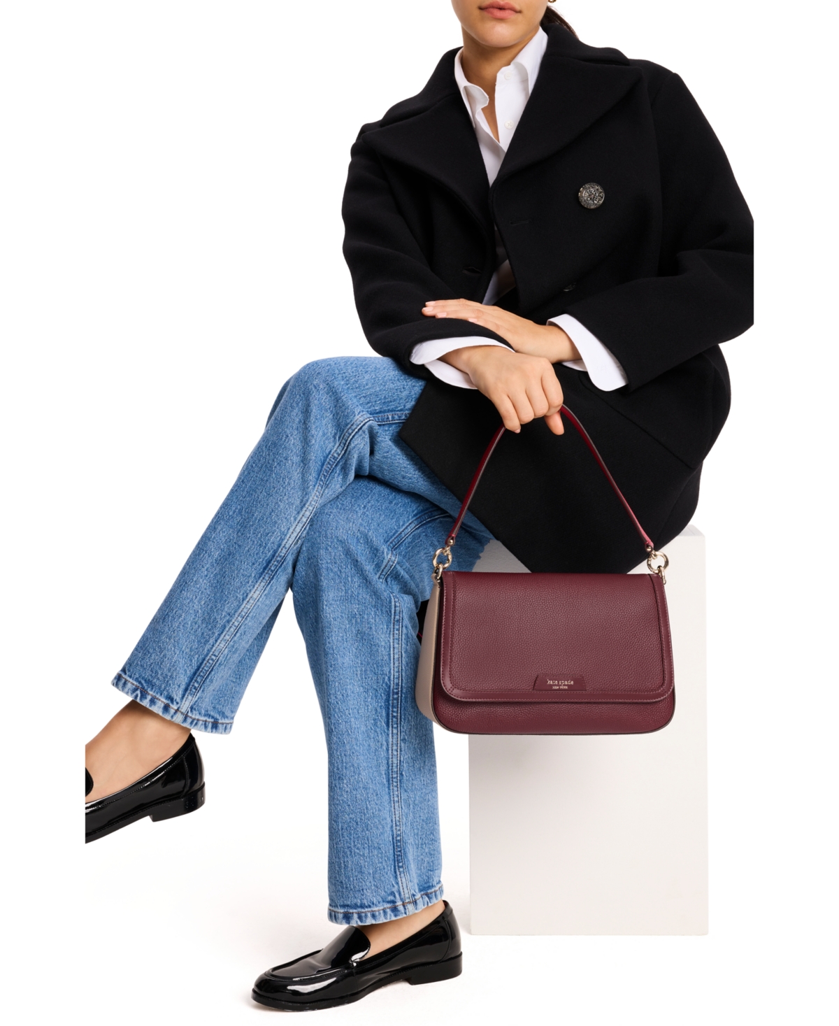 Kate Spade New York Hudson Colorblocked Pebbled Flap Shoulder Bag