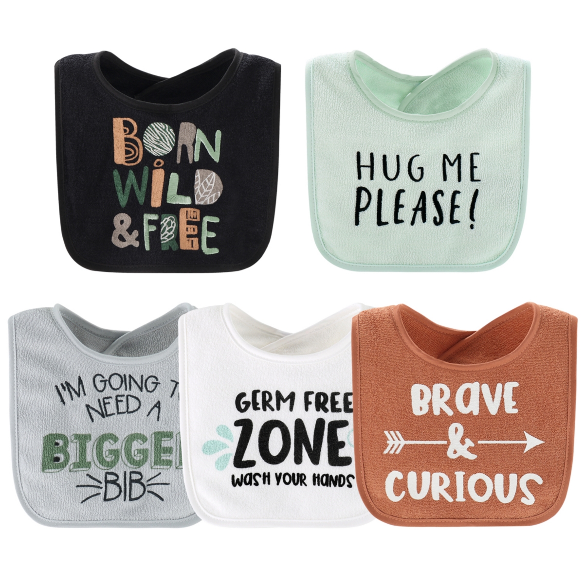 The Peanutshell Baby Boys Terry Bibs Boys, 20 Pack for Feeding, Teething, or Drooling, Dino Boy/Holiday