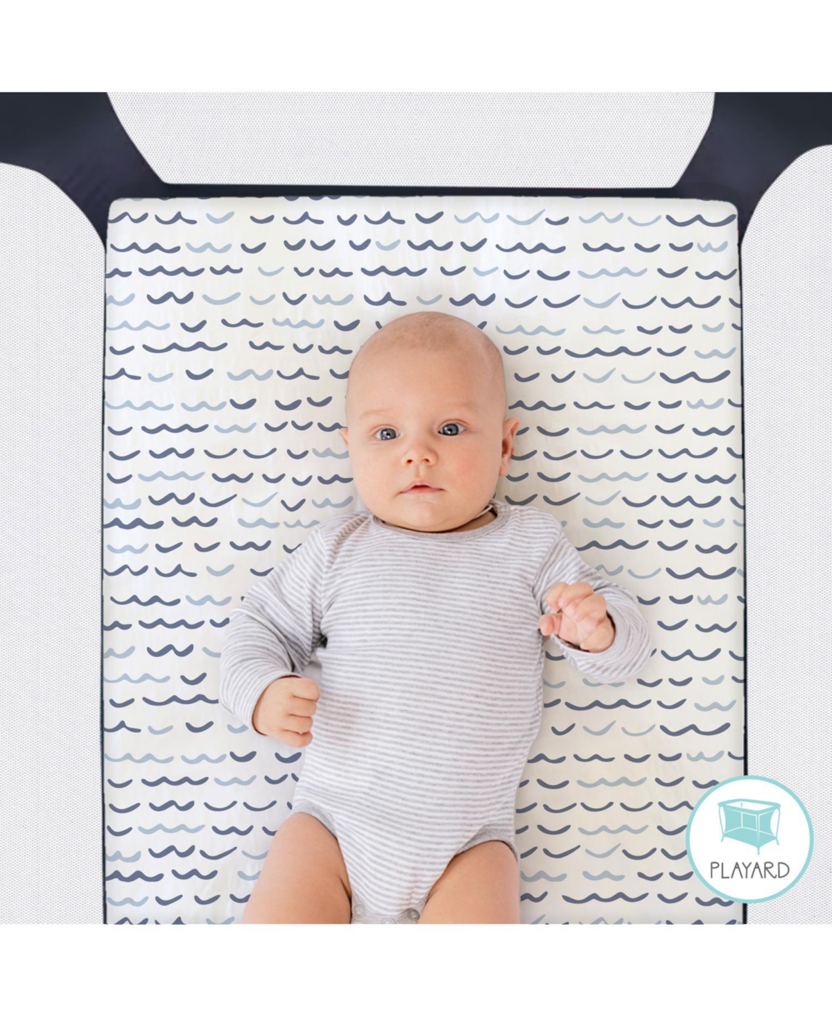 The Peanutshell Pack n Play, Mini Crib, Portable or Fitted Playard Sheets for Baby Boy, 3 Pack Set, Navy, White &Nautical Print - Blue