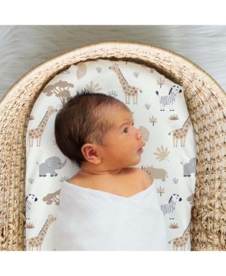Safari Neutral Bassinet Sheets for Newborn Baby Boy & Baby Girl, 4 Pack Set