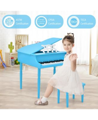 30-Key Wood Toy Kids Grand Piano with Bench and Music Rack