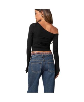 Womens Stacie Asymmetric Long Sleeve Top