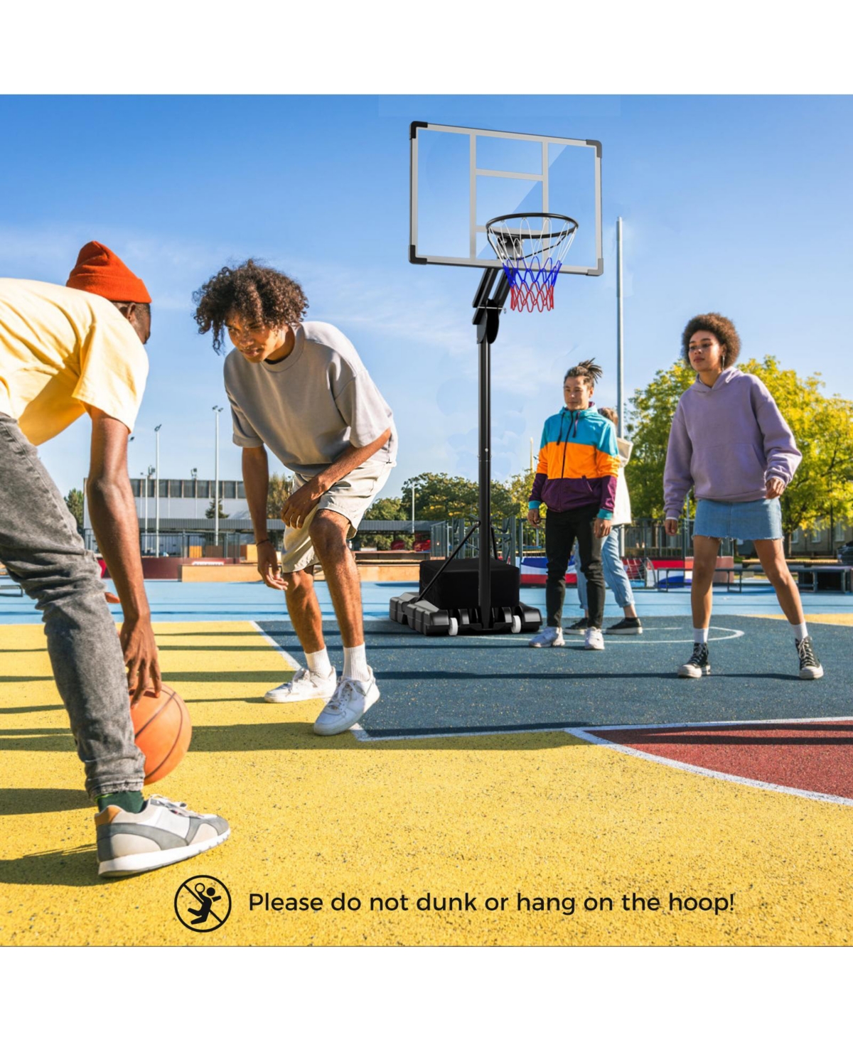 Hongge 4.9-10 Feet Adjustable Basketball Hoop with Shatterproof Backboard