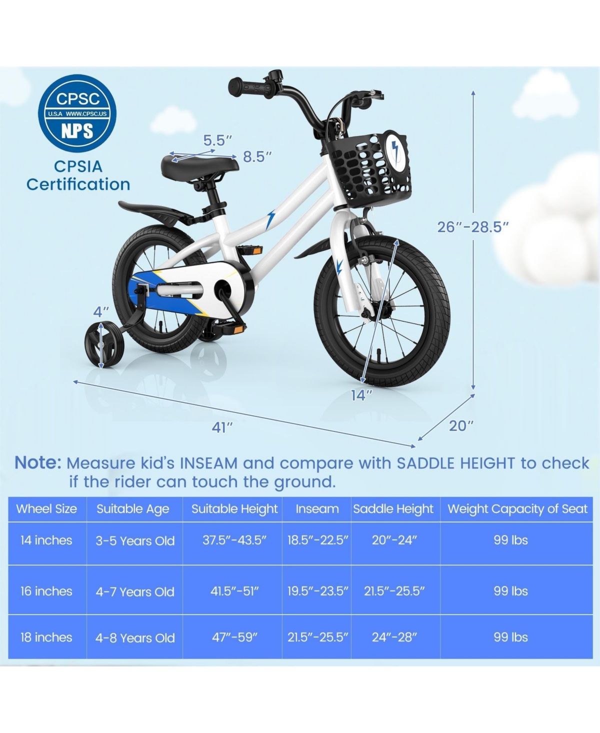 Hongge 14 Inch Kids Bike with 2 Training Wheels for 3-5 Years Old